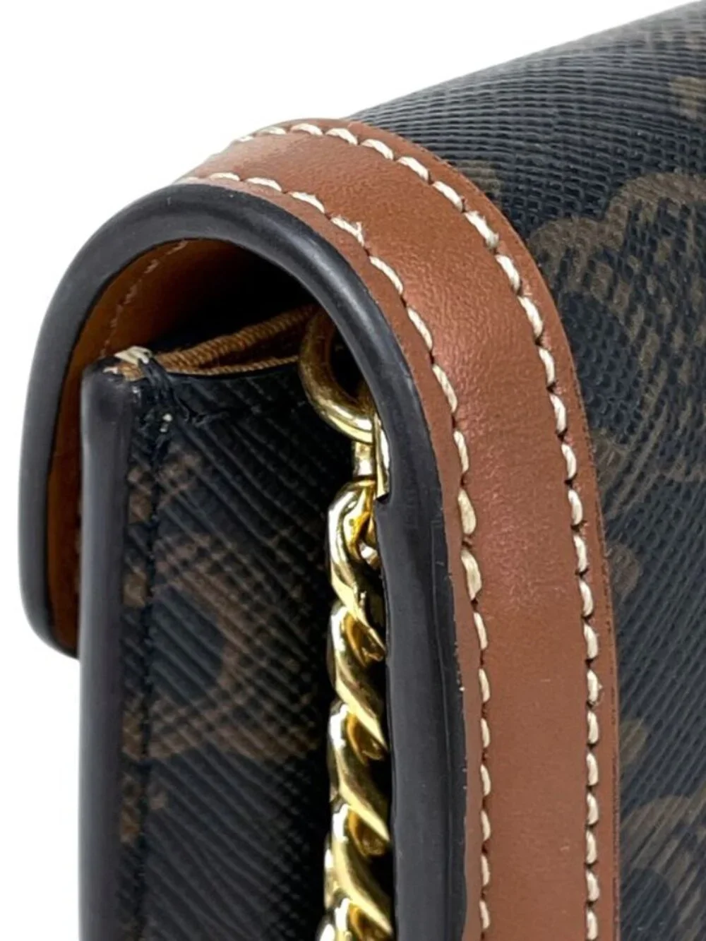 Celine Chain Wallet Margo Triomphe 2-Way Clutch Brown Black - Picture 8 of 12